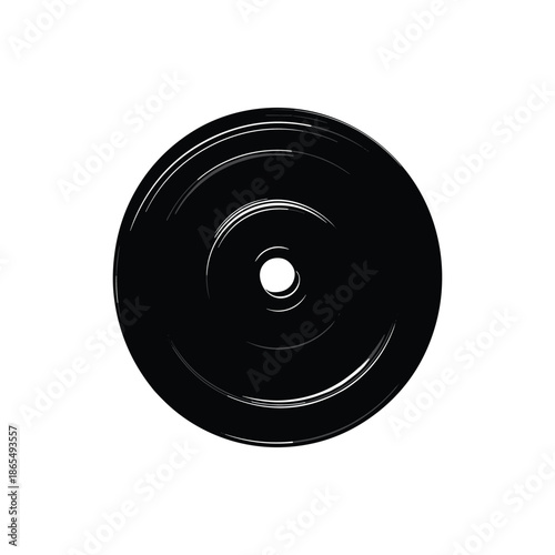 Black vinyl record with circular grooves