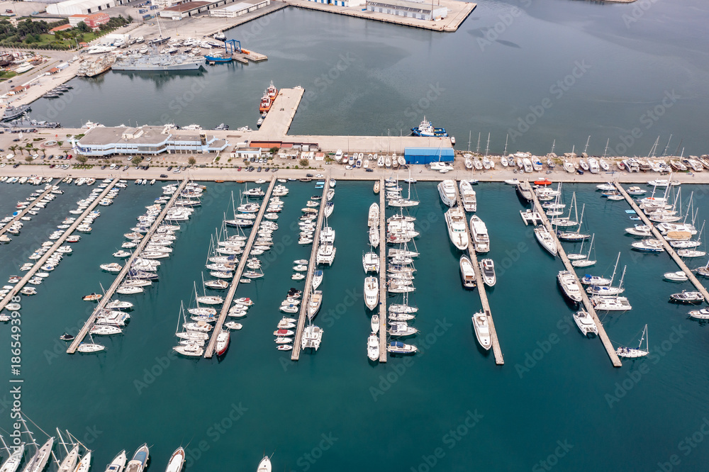 Fototapeta premium Aerial view of Bar marine, Montenegro