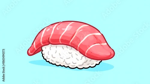 Animated Sushi Characters with Cute Expressions and Japanese Food.