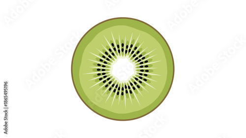 Close-up of a fresh green kiwi fruit slice showing seeds and texture.