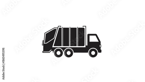 Black silhouette icon of a garbage truck on white background.