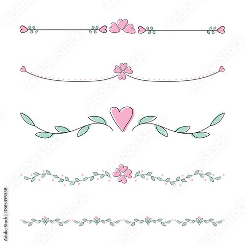 pink love valentine line ornament vector design