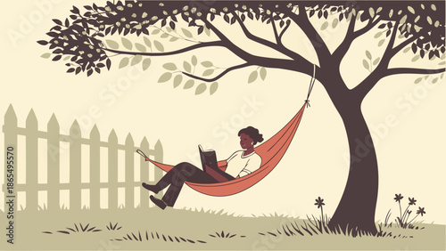 Romantic silhouette illustration of a couple on a beach swing at sunset under a tropical palm tree