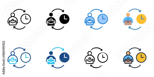 Shift schedule icon set multiple style collection. Editable stroke 
