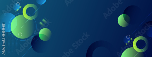 Geometric abstract background with blue and green circles. Suitable for presentations, digital design projects, web banners, and social media posts