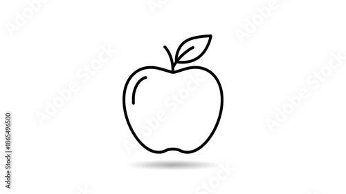 Apple icon animation, drawing process, outline style, on white background.