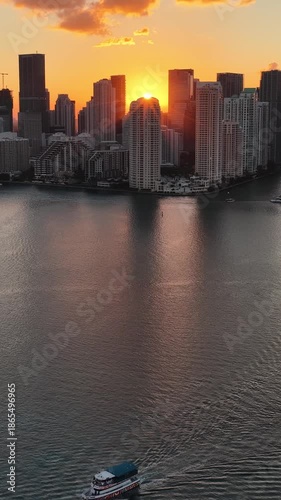 Wallpaper Mural Miami Skyline In Miami Florida United States. Breathtaking Aerial View Of A Lush Tropical Coastline Scenery. Building Construction Skyline Buildings Vibrant. Sunset. Miami Florida. Torontodigital.ca