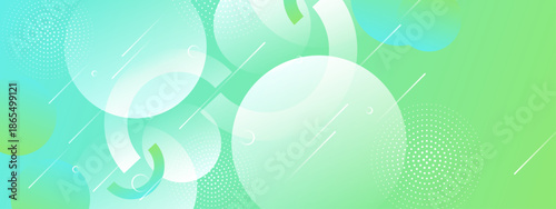 Abstract geometric design with green circles and lines, featuring white dots. Suitable for backgrounds, patterns, and modern designs with a dynamic feel