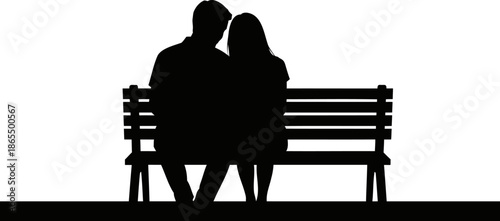 Couple Sitting on Bench Romantic Moment Love and Togetherness Illustration