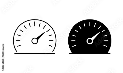 Speedometer illustration in outline and silhouette styles