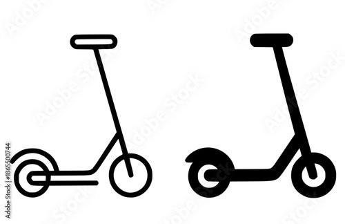 scooter illustration icon in outline and silhouette styles
