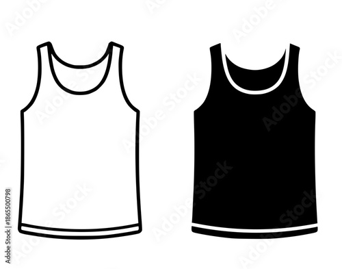 Tank top illustration icon in outline and silhouette style