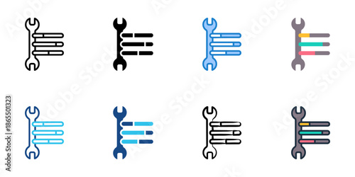 Machine status icon set multiple style collection. Editable stroke 
