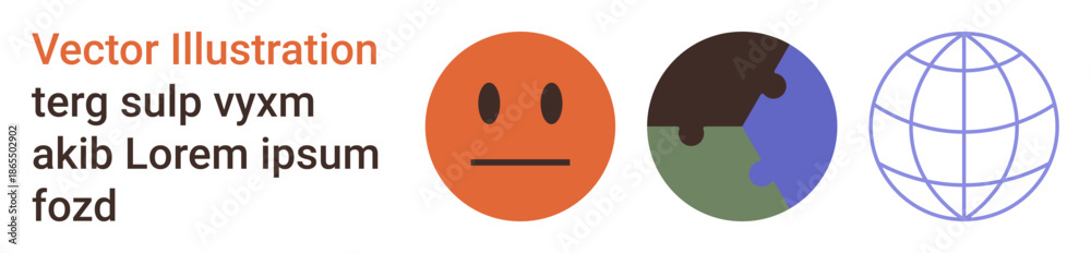 Obraz premium Emotions, environmental awareness, technology, global communication, sustainability, education. Neutral emoticon, Earth icon globe wireframe. Emotions and environmental awareness visual concepts