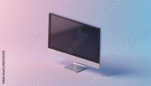 Sleek Modern Desktop Monitor Display Against Vibrant Gradient Background