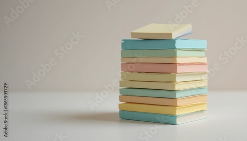 A tall stack of colorful sticky notes for important reminders and creative ideas