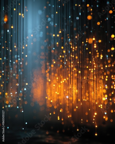 Glowing Lights in a Dark Space Create Magical Atmosphere