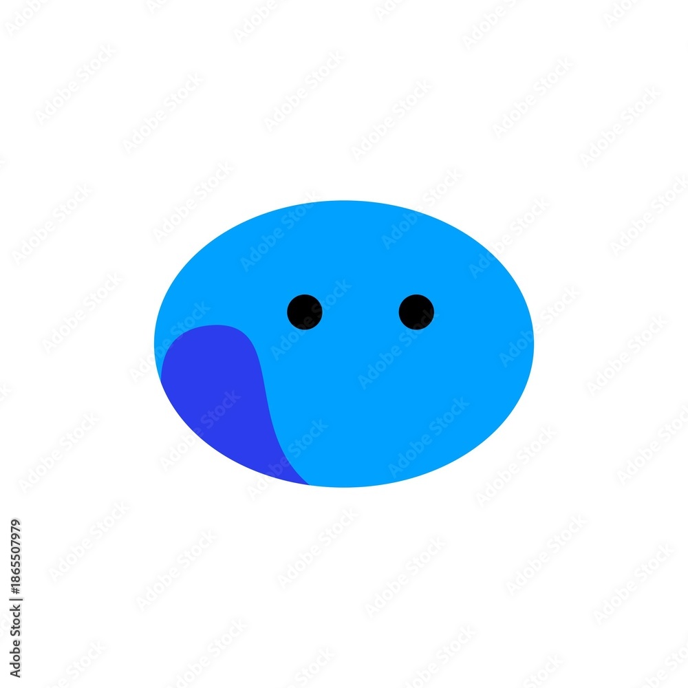Fototapeta premium Cute Blue Oval Creature Mascot or Chat Bubble