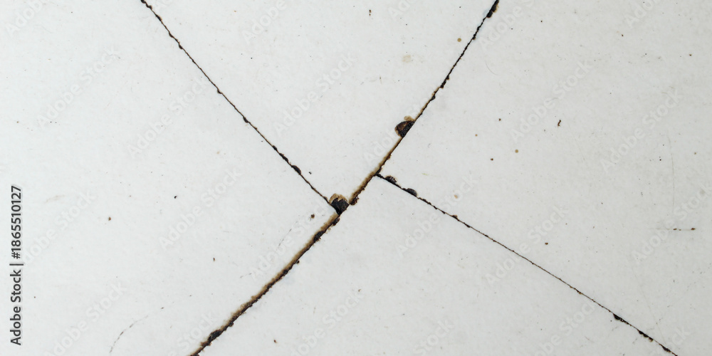 Obraz premium Damaged white tile texture with cracked or broken pattern