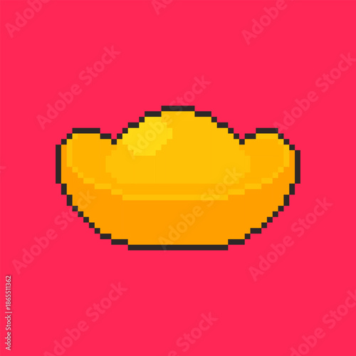 Pixel Art Chinese New Year Gold Ingot Game Asset