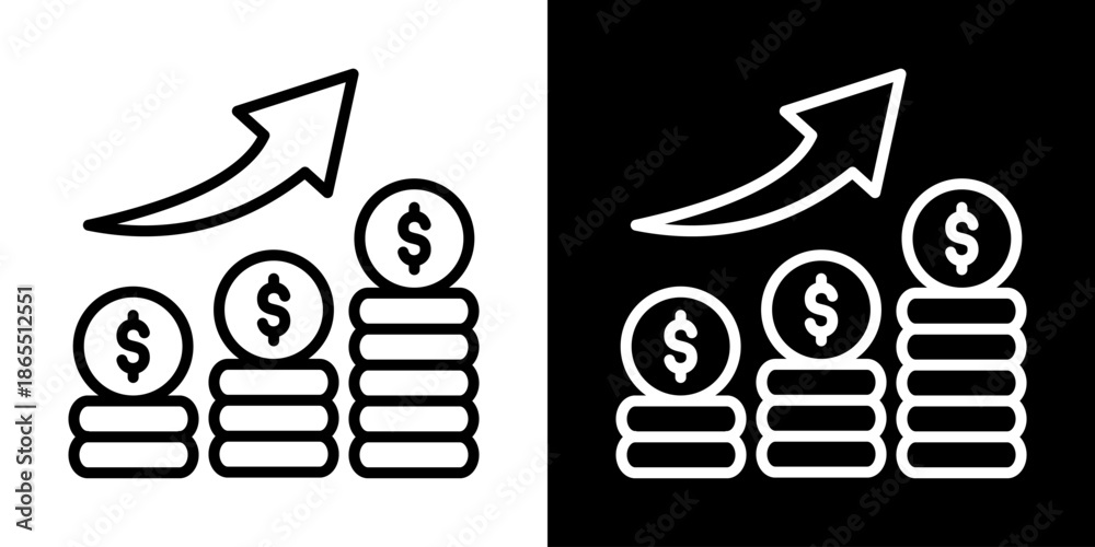 Fototapeta premium Revenue Icon Of Line Black And White Style Vector Illustration 