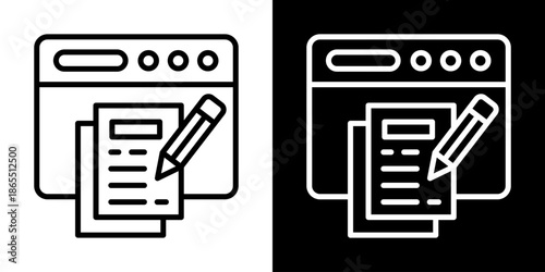 Content Icon Of Line Black And White Style Vector Illustration

