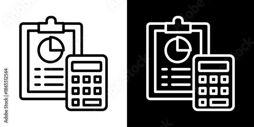 Accountin Icon Of Line Black And White Style Vector Illustration
