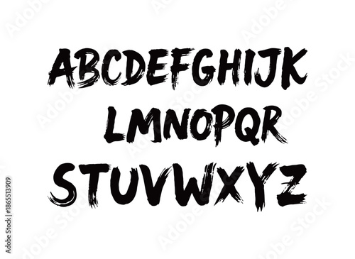 26个大写字母矢量书法手写毛笔字
