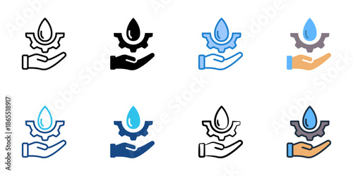 Water management icon set multiple style collection. Editable stroke 
