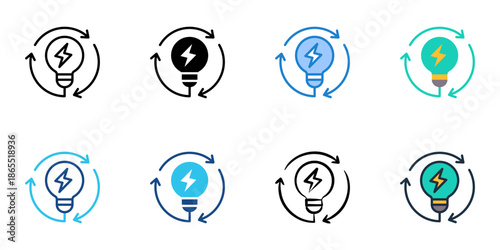 Renewable energy icon set multiple style collection. Editable stroke 

