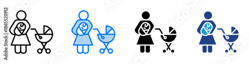 Parental leave icon set multiple style collection