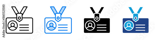 Id card icon set multiple style collection
