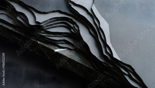 Regenerative material close-up Mycelium leather swatch on stone background organic texture sustainable innovation