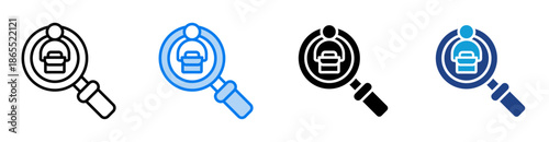 Job seeking icon set multiple style collection