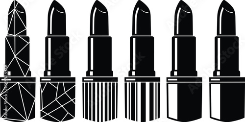 Lipstick, silhouette, vector, illustration, black, cosmetic, makeup, beauty, packaging, design, tube, fashion, icon, minimal, shape, style, product, branding, elegance, feminine