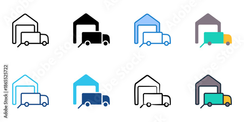 Loading dock icon set multiple style collection. Editable stroke 
