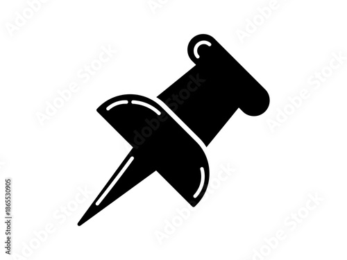Black push pin icon in a simple flat silhouette style.