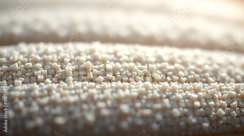 Close-Up of White Plastic Pellets on Industrial Surface