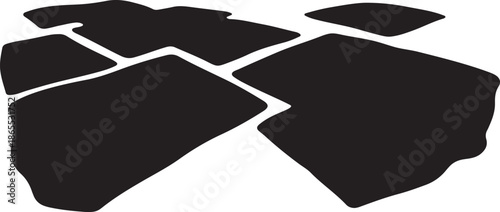 Black cracked pavement on white background