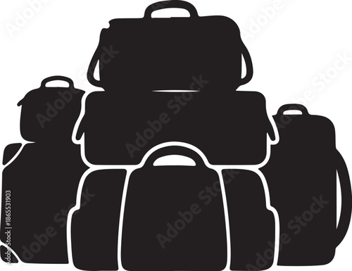 Stack of luggage and travel bags silhouette