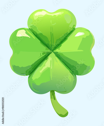 four leaf green clover plant for luck and saint patrick day celebration game asset and nature icon