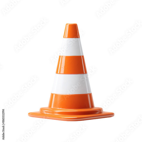 panneau de travaux et cônes de signalisation en lévitation, rendu 3D sur fond transparent