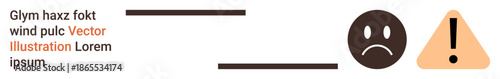Risk management, emotional response, warnings, caution, communication, safety. A sad face and warning triangle with text placeholders. Risk management and emotional response conveyed visually