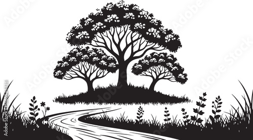 Silhouette Tree With Winding Path