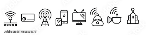 collection of communication technology icons silhouette