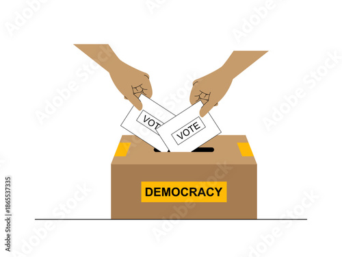 Process of voting by secret ballot, a fundamental practice in a democracy. Social issues illustration. Flat vector illustration.