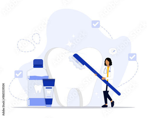 Oral care concept illustration. Suitable for landing page, ui, web, App intro card, editorial, flyer, and banner.