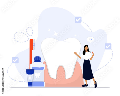 Oral care concept illustration. Suitable for landing page, ui, web, App intro card, editorial, flyer, and banner.