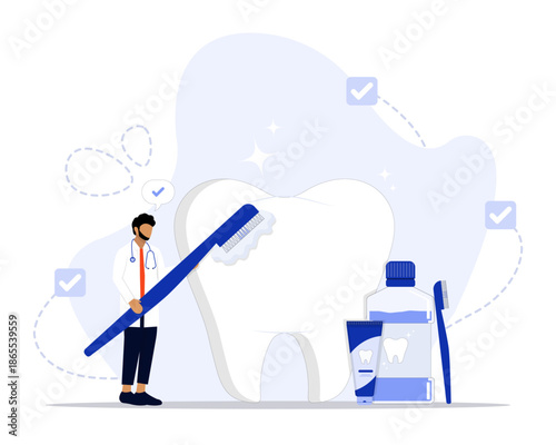 Oral care concept illustration. Suitable for landing page, ui, web, App intro card, editorial, flyer, and banner.