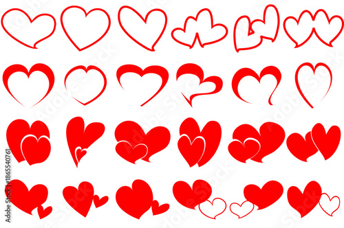 Various beautiful love icon images to express feelings, isolated on a white background. vector